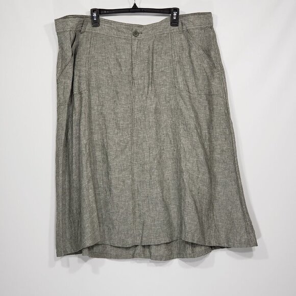 CJ Banks  Olive Green Linen Blend A-line Skirt   Plus Size 22W - Picture 1 of 4
